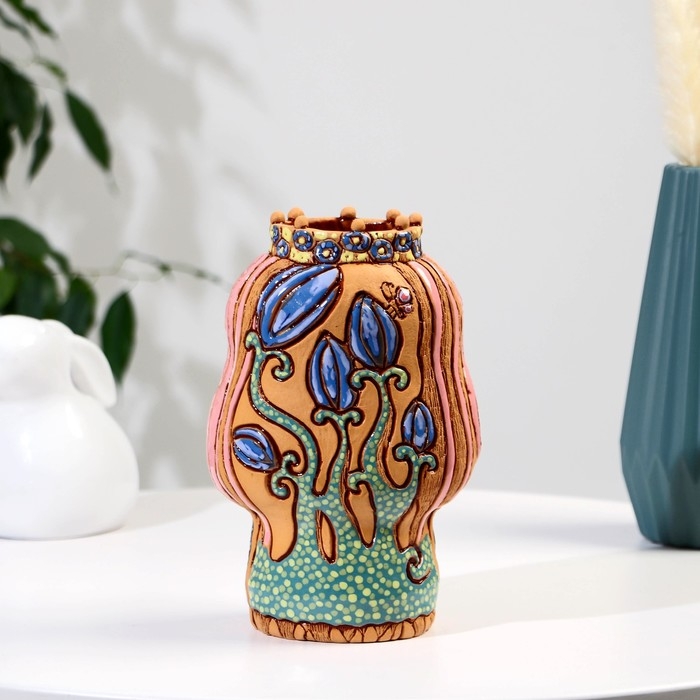 Сувенир керамика Сувенир керамика "Девочка-фея" с единорогом светлая (Ваза), h=22см V=1л