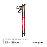 Палки для скандинавской ходьбы ONLYTOP, телескопические, 3 секции, до 135 см, 2 шт., цвет МИКС