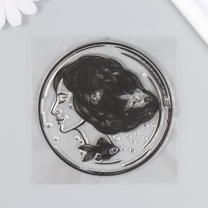 Штамп для творчества силикон Штамп для творчества силикон "Девушка в морском пузыре" 10х10 см