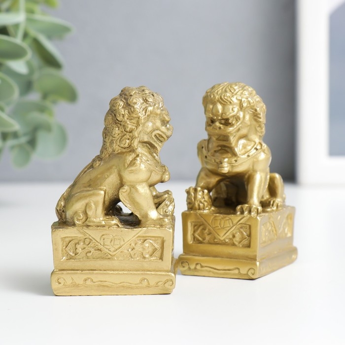Нэцкэ бронза Нэцкэ бронза "Собаки Фу" (китайские львы Будды) (набор 2шт) 4,3 х 3,2 х 7 см