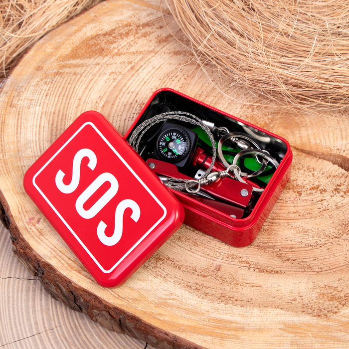 Набор для выживания 6в1: свисток, компас, цепь, карта выжив, кремень, универс нож Набор для выживания 6в1: свисток, компас, цепь, карта выжив, кремень, универс нож