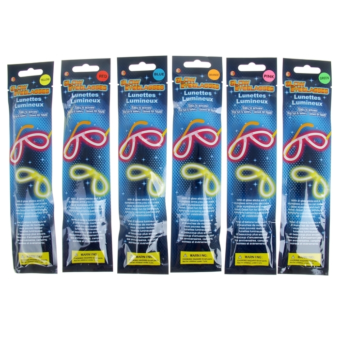 Неоновая палочка «Очки», цвета МИКС Неоновая палочка «Очки», цвета МИКС