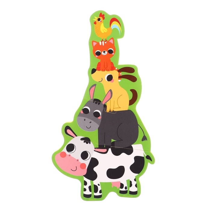 Мягкий пазл для малышей «Пирамидка: Животные фермы», 5 деталей, Крошка Я Мягкий пазл для малышей «Пирамидка: Животные фермы», 5 деталей, Крошка Я