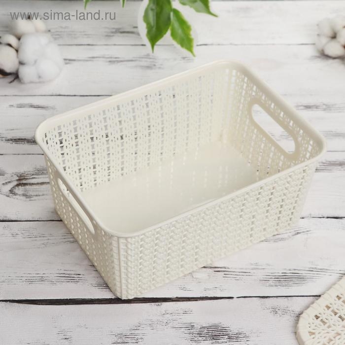 Корзина для хранения с крышкой «Плетенение», 24,5×18×10 см, цвет МИКС Корзина для хранения с крышкой «Плетенение», 24,5×18×10 см, цвет МИКС