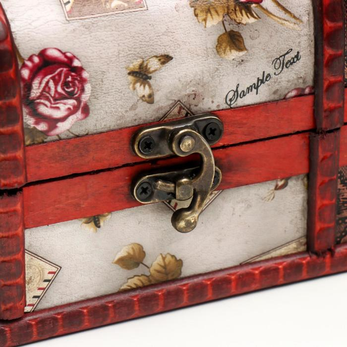 Шкатулка дерево состаренная  Шкатулка дерево состаренная "Розы и марки" набор 2 шт 6,5х11,5х7,5, 10,5х17х10,5 см