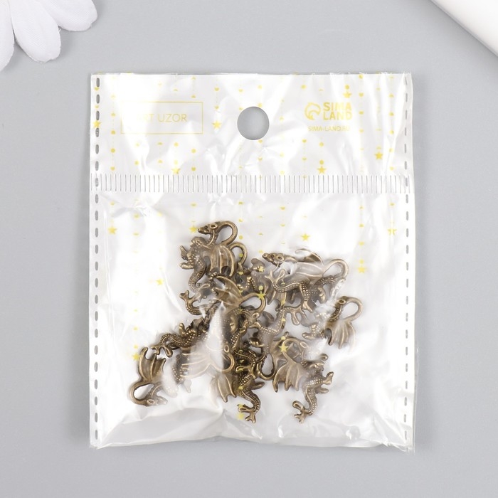 Декор для творчества металл Декор для творчества металл "Дракон" бронза набор 12 шт 2,1х1,5 см