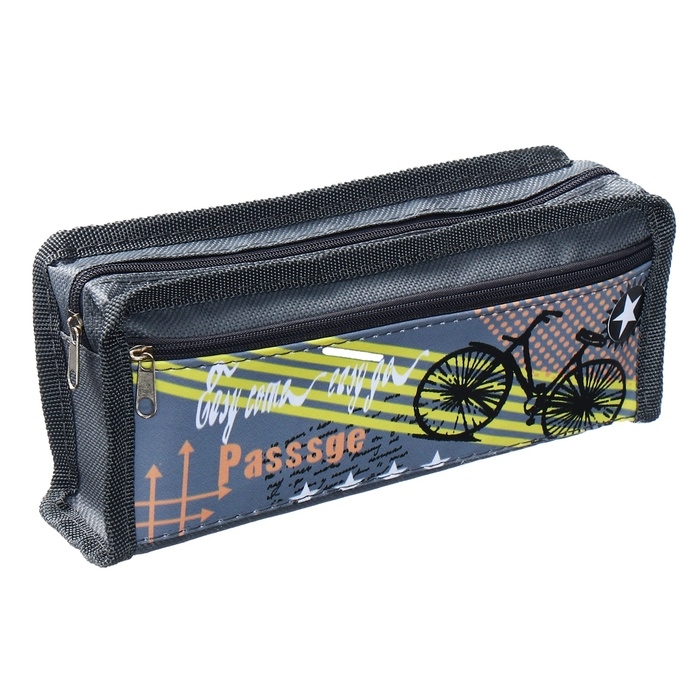 Пенал школьный на молнии Calligrata Пенал школьный на молнии Calligrata "Спорт", 2 отделения, серый