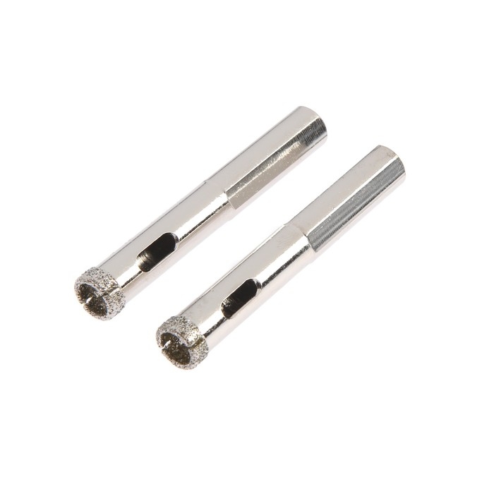 Сверло алмазное по стеклу и керамике ТУНДРА, трехгранный хвостовик, 10 х 65 мм, 2 шт. Сверло алмазное по стеклу и керамике ТУНДРА, трехгранный хвостовик, 10 х 65 мм, 2 шт.