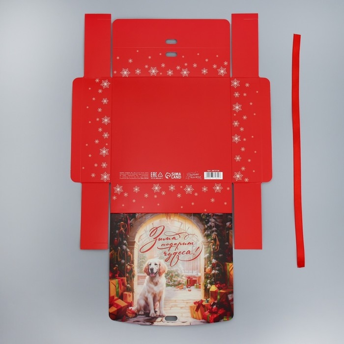 Коробка подарочная новогодняя складная двухсторонняя «Зима подарит чудеса», 20 х 18 х 5 см, Новый год Коробка подарочная новогодняя складная двухсторонняя «Зима подарит чудеса», 20 х 18 х 5 см, Новый год