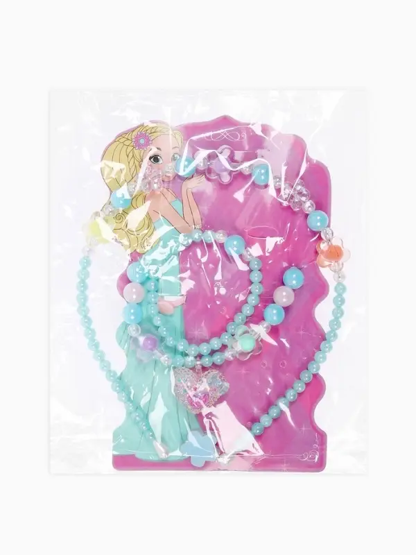 Комплект детский &laquo;Выбражулька. Сердце&raquo;, 4 предмета: клипсы, бусы, кольцо, ободок, МИКС