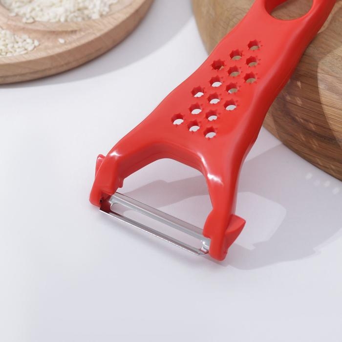 Овощечистка двухсторонняя «Скраб», 18 см, цвет красный Овощечистка двухсторонняя «Скраб», 18 см, цвет красный