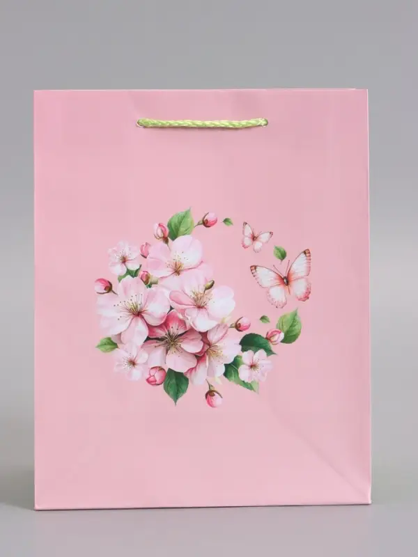 Пакет подарочный ламинированный "Цветочная бабочка" 18 х 22,3 х 10 см