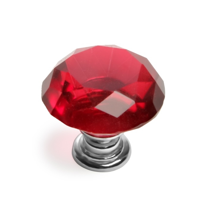 Ручка-кнопка CAPPIO  Ручка-кнопка CAPPIO "Алмаз", цвет красный, стеклянная, d=30 мм, 8 шт.