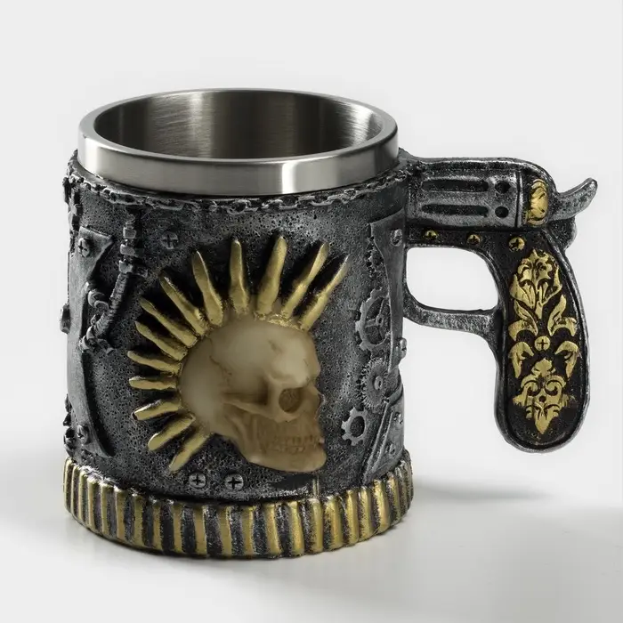 Кружка &laquo;Панк.Череп. Хэллоуин&raquo;, 400 мл, 14.5&times;9&times;11 см, нержавеющая сталь, серебристая