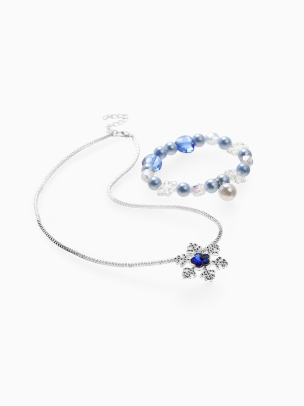 Набор детский Набор детский "Выбражулька" 2 пр-та: кулон, браслет, зимняя принцесса, цвет бело-голубой