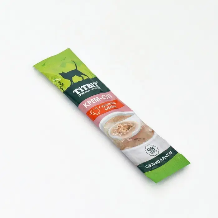 Лакомство крем-суп TitBit для кошек с кусочками индейки, 10 г Лакомство крем-суп TitBit для кошек с кусочками индейки, 10 г