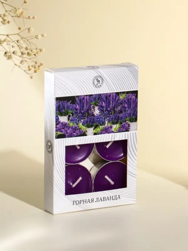 Набор свечей ароматических чайных &laquo;Горная лаванда&raquo;, в подарочной коробке, 6 шт.