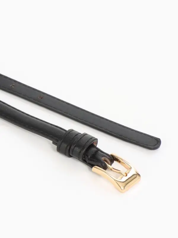 Ремень женский тонкий, 110&times;1.3 см, классическая пряжка металл, золотистая, чёрный