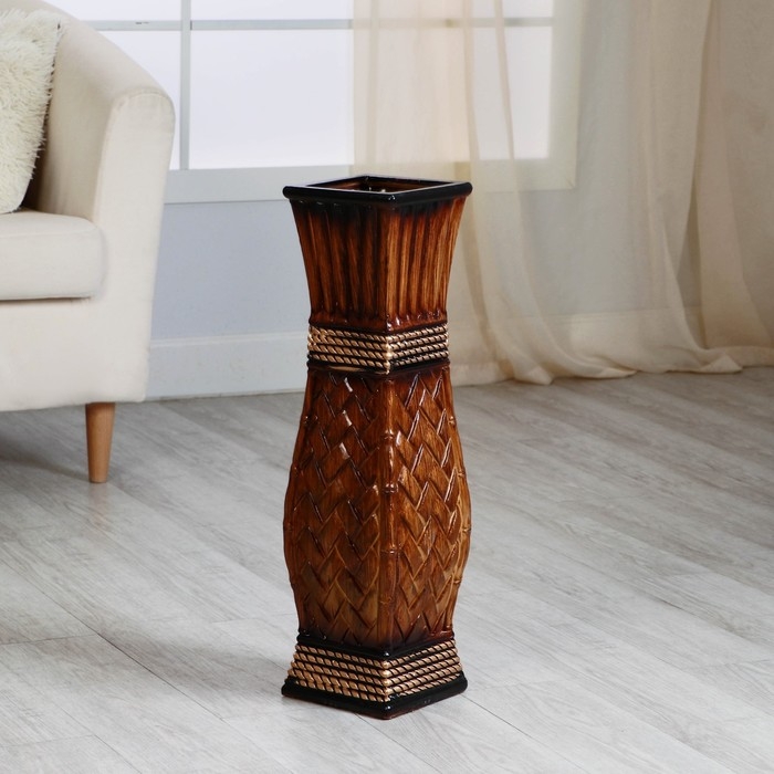 Ваза керамика напольная Ваза керамика напольная "Лирика" 15х60 см d-13 см, коричневый