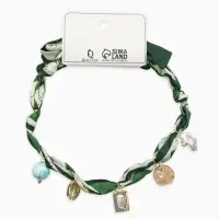 Колье-чокер на платке "Стиль". цвет изумрудный с золотом