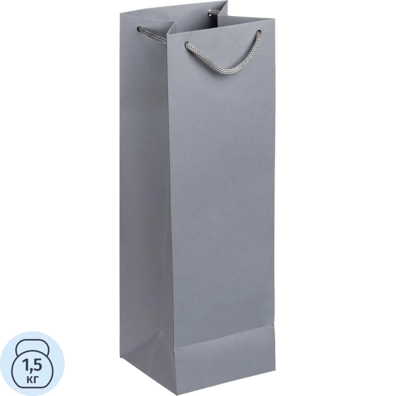 Пакет подарочный бумажный под бутылку Vindemia, серый,75556.10