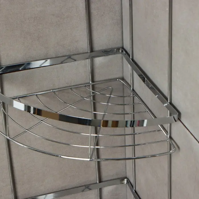 Полка для ванной Доляна, угловая, 3-ярусная, 21&times;21&times;57.5 см, хромированная