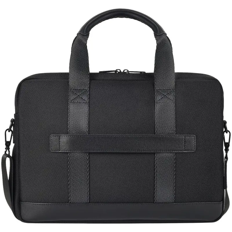 Сумка для ноутбука Santiago с кожаной отделкой, черная Сумка для ноутбука Santiago с кожаной отделкой, черная