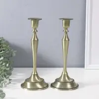 Металлический подсвечник на 1 свечу &laquo;Сканди&raquo;, набор 2 шт., бронза, 24.5&times;10&times;10 см