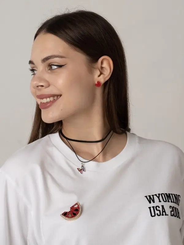 Серьги со стразами &laquo;Сердце&raquo; sweet love, цвет красный в золоте