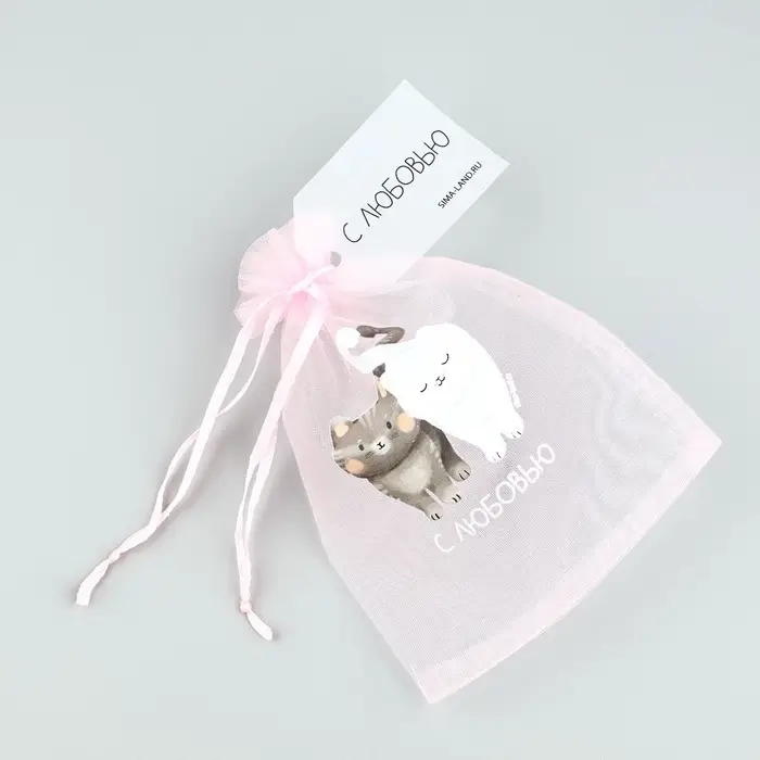 Мешочек подарочный из фатина с термонаклейкой «С любовью», 11 х 16 см +/- 1.5 см