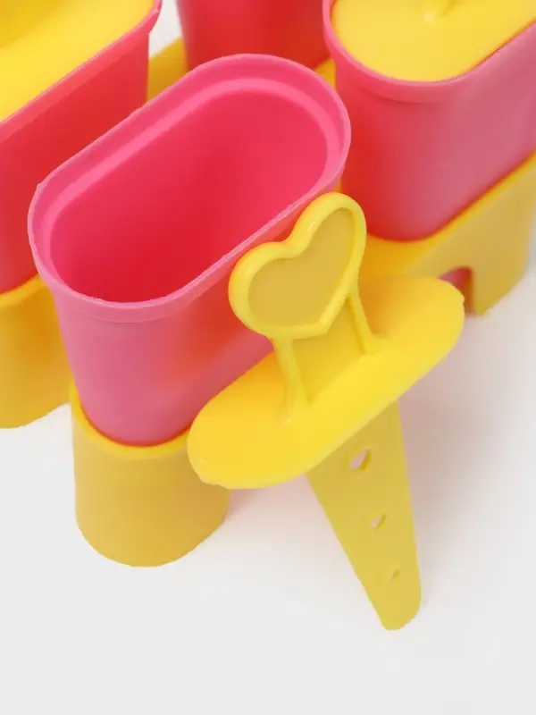 Форма для мороженого Доляна &laquo;Симпл&raquo;, 4 ячейки, пластик, розовая, жёлтая