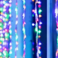 Гирлянда &laquo;Водопад&raquo; 2&times;1.5 м, IP44, прозрачная нить, 400 LED, свечение мульти, 8 комбинаций режимов, 220 В