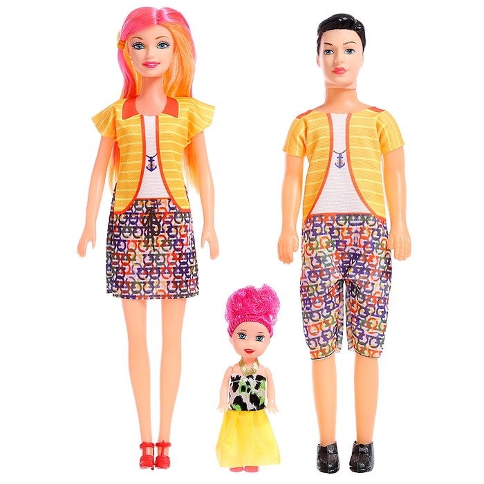 Набор кукол «Дружная семья», 3 шт, МИКС Набор кукол «Дружная семья», 3 шт, МИКС