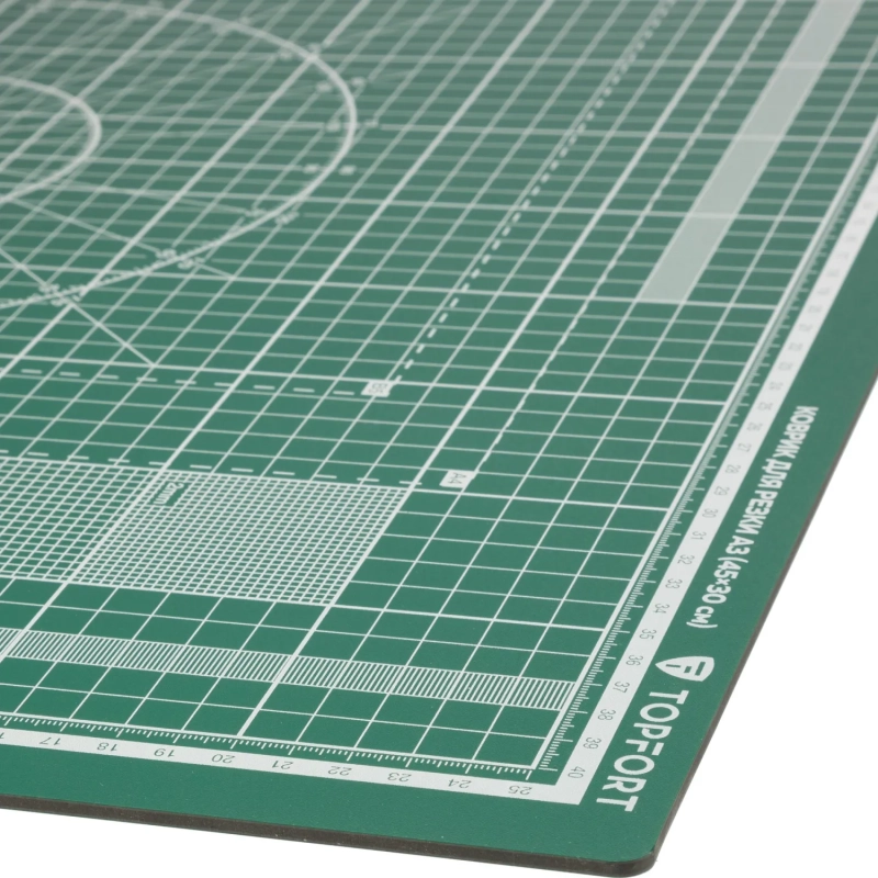 Коврик для резки Topfort 3х-слойный А3 (45х30см), 2х-сторонний, зеленый