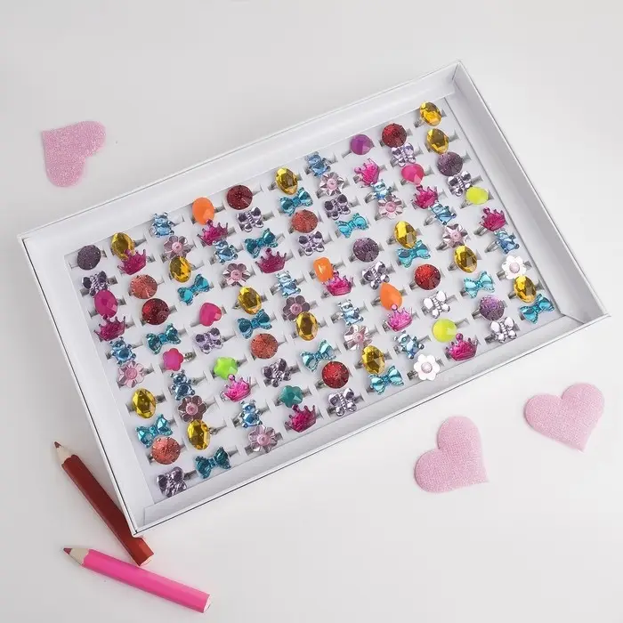 Кольцо детское «Выбражулька» радости, форма МИКС, цвет МИКС в серебре Кольцо детское «Выбражулька» радости, форма МИКС, цвет МИКС в серебре