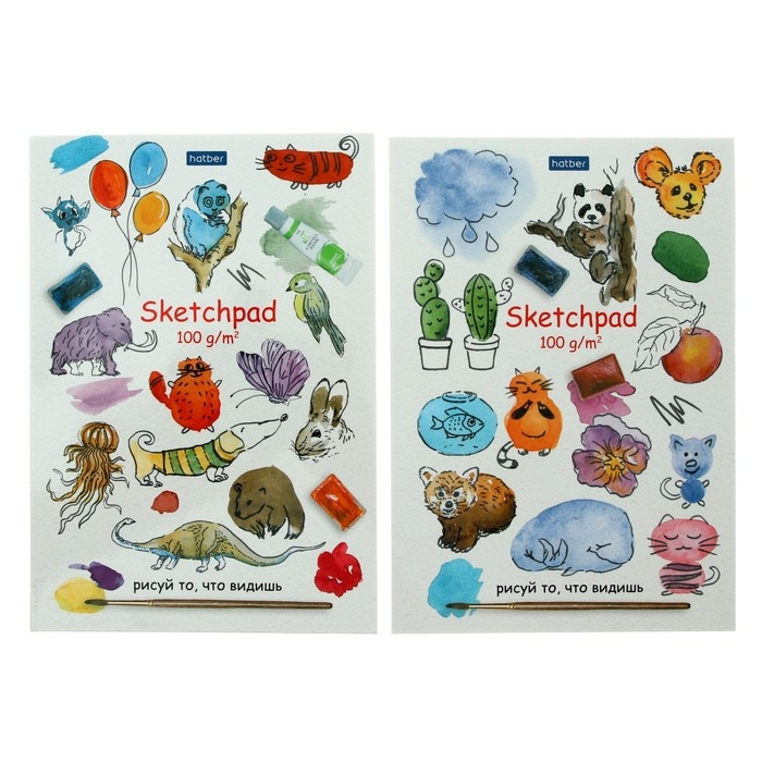 Скетчбук А5, 40 листов на клею "РИСУЙ", обложка мелованный картон, жёсткая подложка, глянцевая ламинация, блок 100 г/м2
