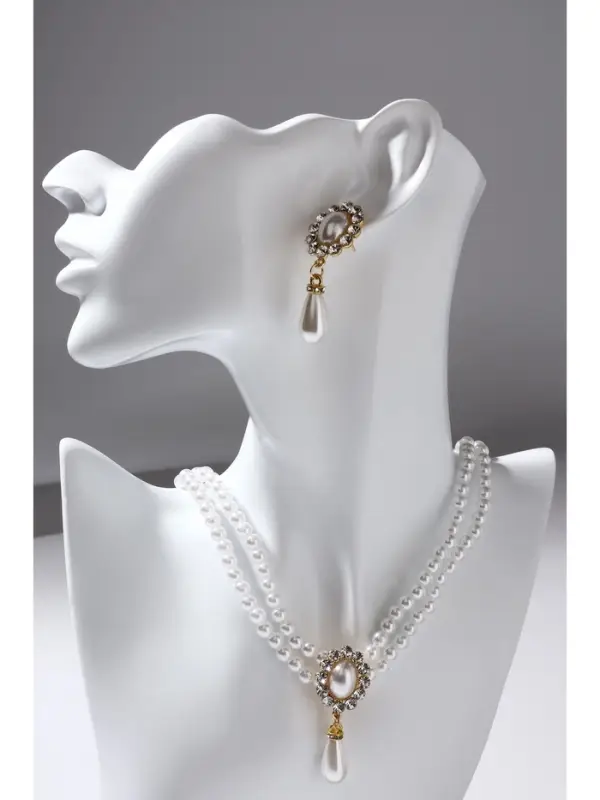 Набор 2 предмета: серьги, колье &laquo;Антуанетта&raquo;, вспышка, белый в золоте, 40 см