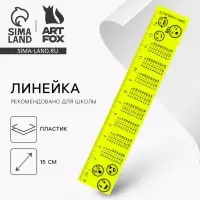 Линейка пластиковая 15 см «Эмодзи», с таблицей умножения, неоновый корпус Линейка пластиковая 15 см «Эмодзи», с таблицей умножения, неоновый корпус