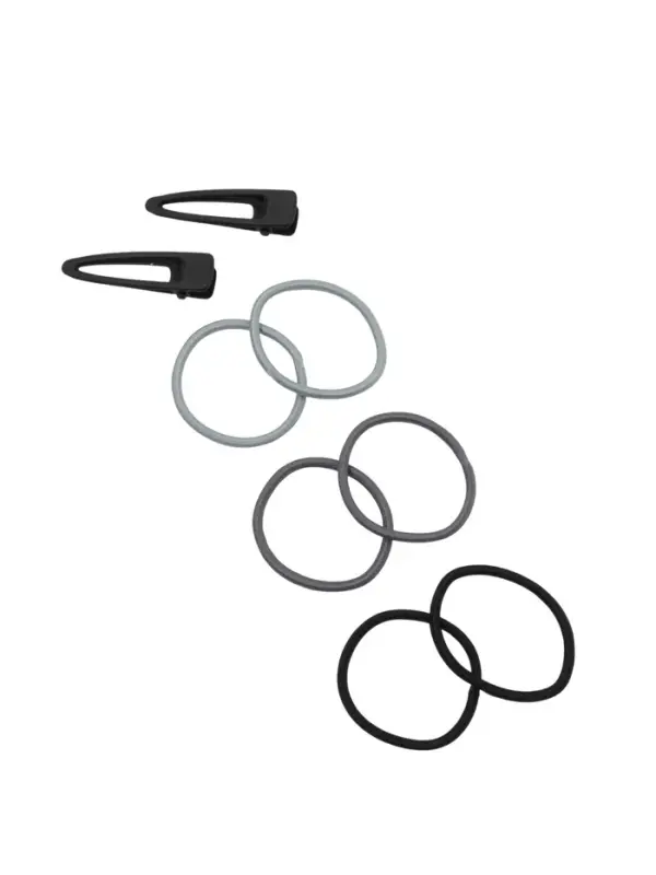 Набор для волос QF &laquo;Лиора&raquo;, 6 резинок, 2 заколки 5 см, классика, чёрно-серый