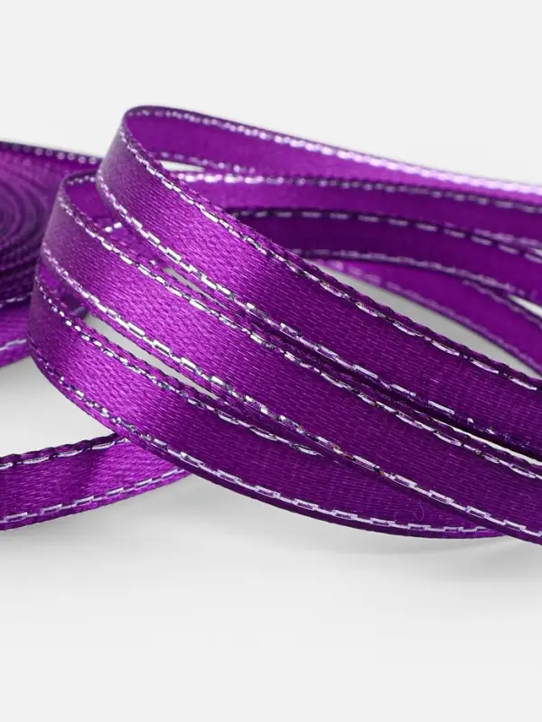 Лента атласная, с серебряным люрексом, 6 мм, 23±1 м, фиолетовая №35 Лента атласная, с серебряным люрексом, 6 мм, 23±1 м, фиолетовая №35