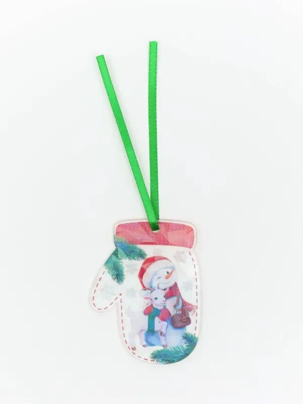 Елочная игрушка, акрил, с голографией, 4.7&times;6 см &laquo;Варежка. Козочка&raquo;