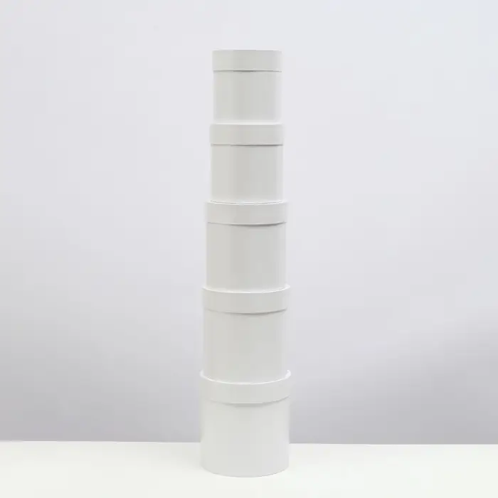 Набор шляпных подарочных коробок 5 в 1 &laquo;Белизна&raquo;,20&times;19.5 ‒11&times;11 см