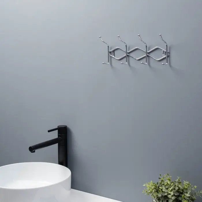 Вешалка настенная Доляна &laquo;Волна&raquo;, 4 двойных крючка, 29.5&times;12.5&times;7 см, хромированная