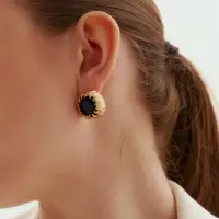 Серьги &laquo;Изыск&raquo;, круг, синие в золоте