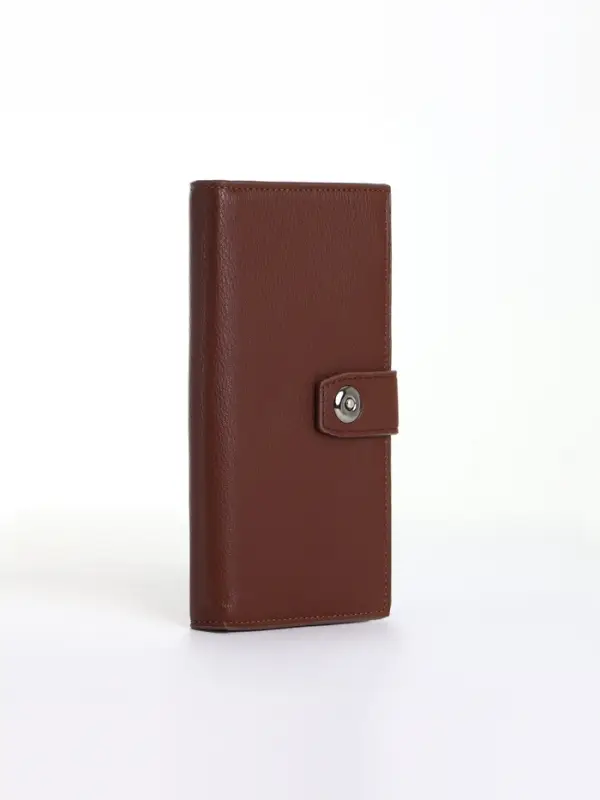 Портмоне мужское, на магните, три отделения, коричневое