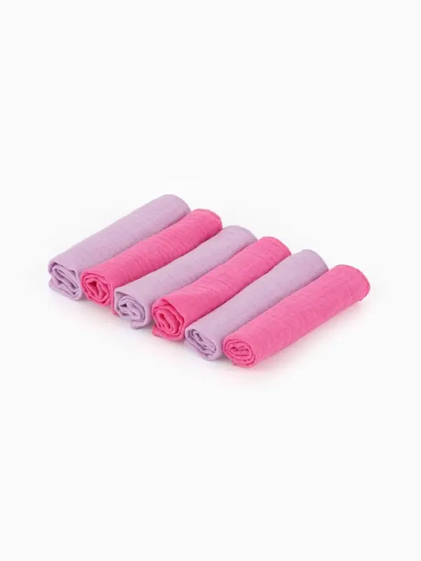 Набор платочков Крошка Я Лиловый персик 20*20 см - 6 шт, муслин, 100 % хлопок