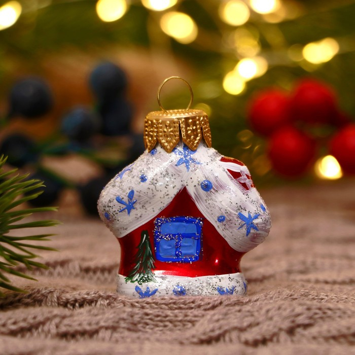 Ёлочная игрушка Ёлочная игрушка "Избушка" ручная роспись, 5,8х4,3х2,8 см, красный