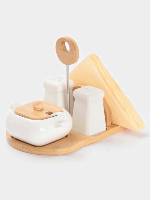 Набор для специй подст 4 шт "BellaTenero"  солон, перечн, сахарн с лож, салфетн