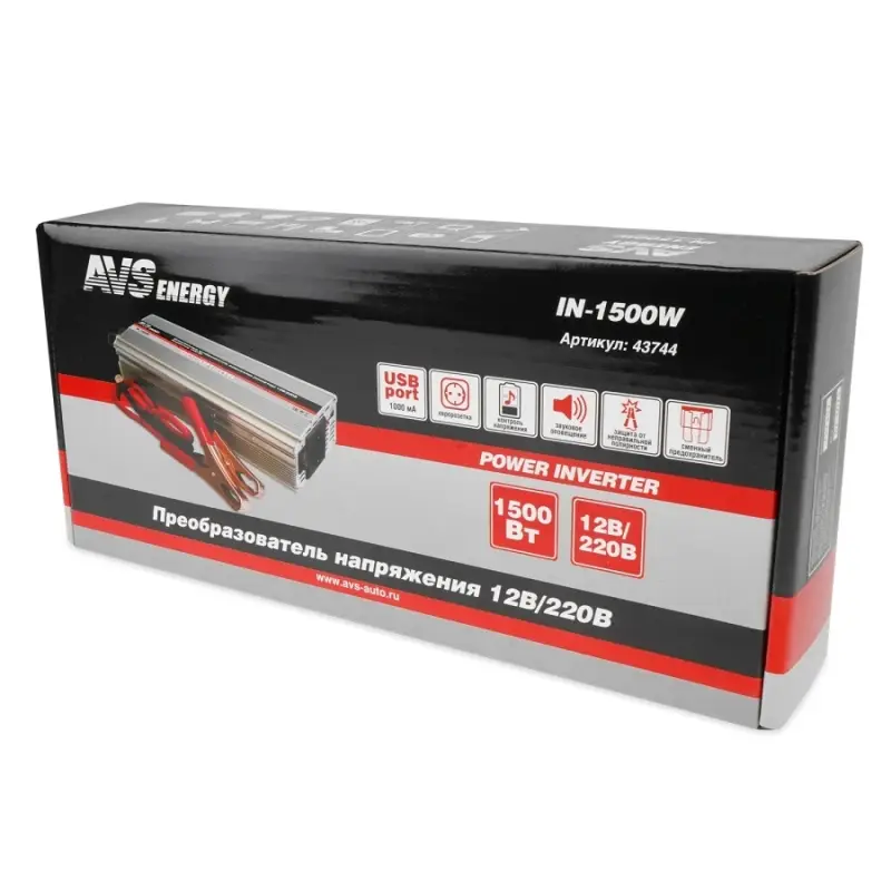 Автомобильный инвертор 12/220V AVS IN-1500W