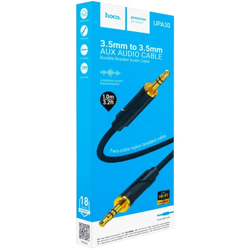 Кабель AUX 1M UPA30 HOCO черный